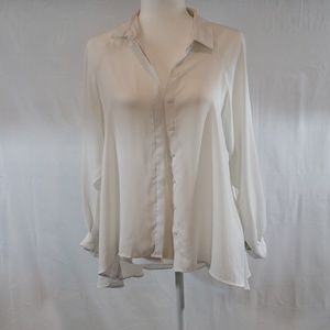 Double Standard  Sheer Button Top